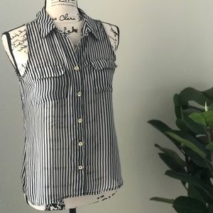 Charlotte Russe Black and White Striped Top, small